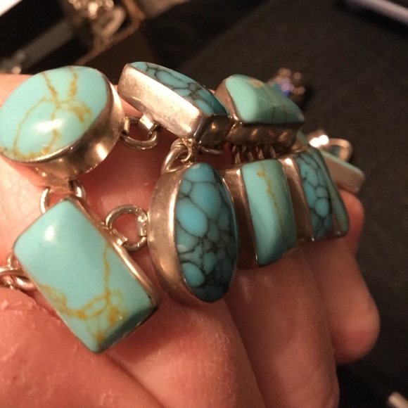 Huge Bold 3pc Artisan Genuine Turquoise .925 Stamped Sterling Trio “8 Rg’s 8 & 9 - Picture 12 of 16